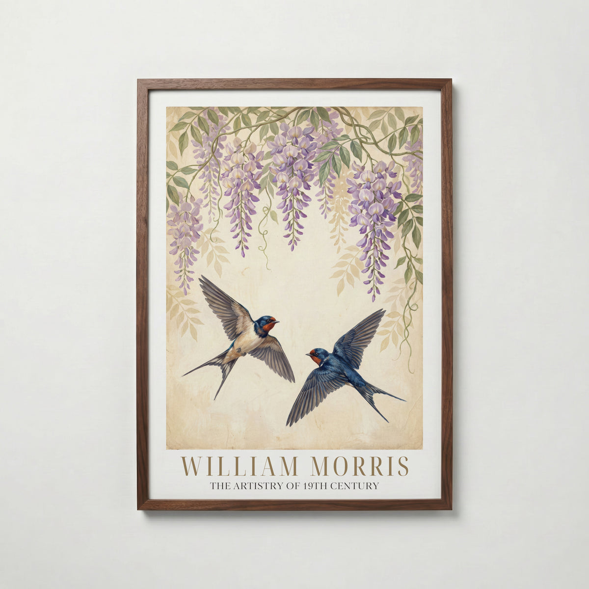 William Morris Swallows Beneath the Wisteria Poster – valnötsram