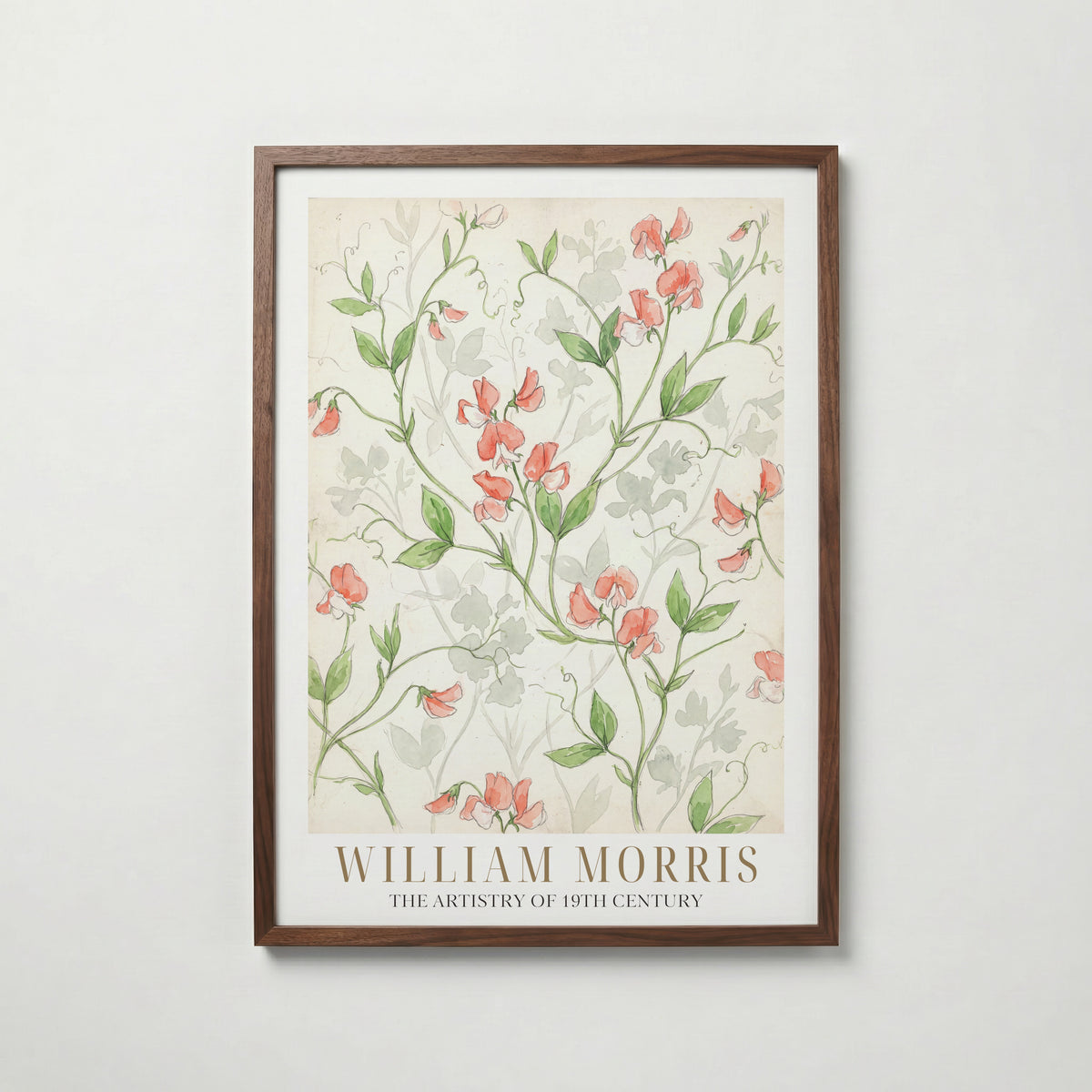 William Morris Sweet Pea Watercolour Study Poster – valnötsram
