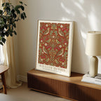 William Morris Thrushes and Strawberries on Terracotta Poster – i rum 2