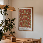 William Morris Thrushes and Strawberries on Terracotta Poster – i rum 3
