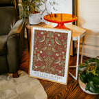 William Morris Thrushes and Strawberries on Terracotta Poster – i rum 5