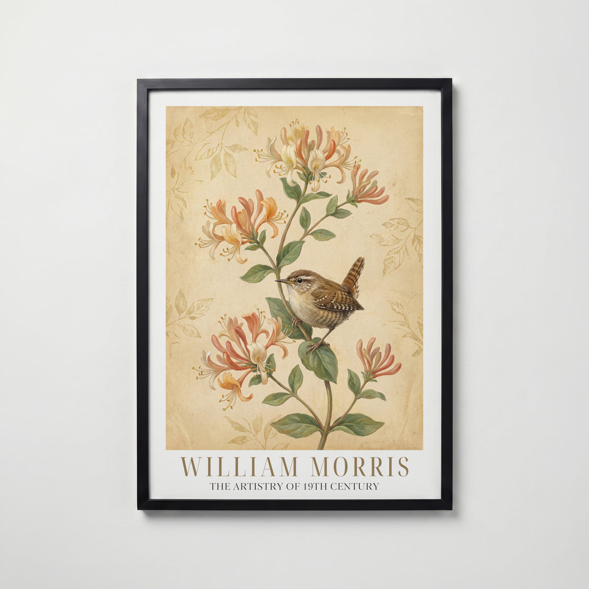 William Morris Wren in the Woodbine Poster – svart ram