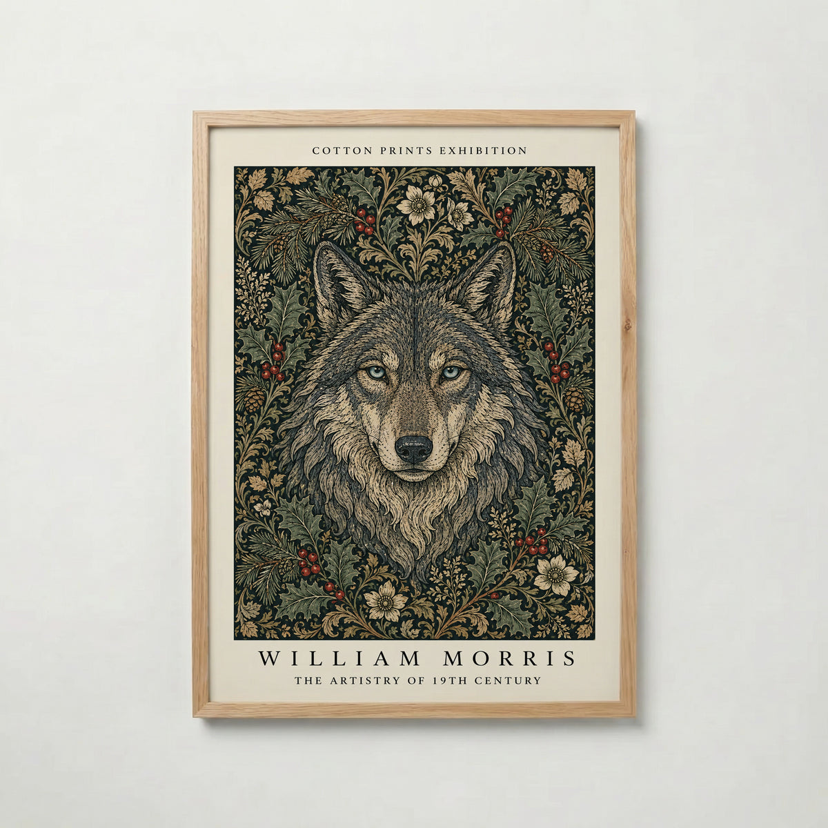 Plakat z wilkiem wśród ostrokrzewu Williama Morrisa