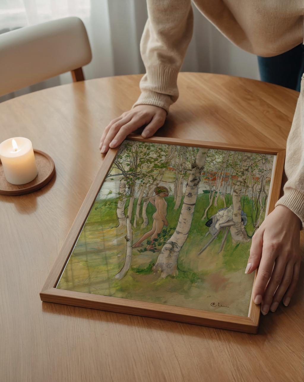 Carl Larsson Nude Boy among poster visad rakt fram – Bozetto affisch i hög tryckkvalitet