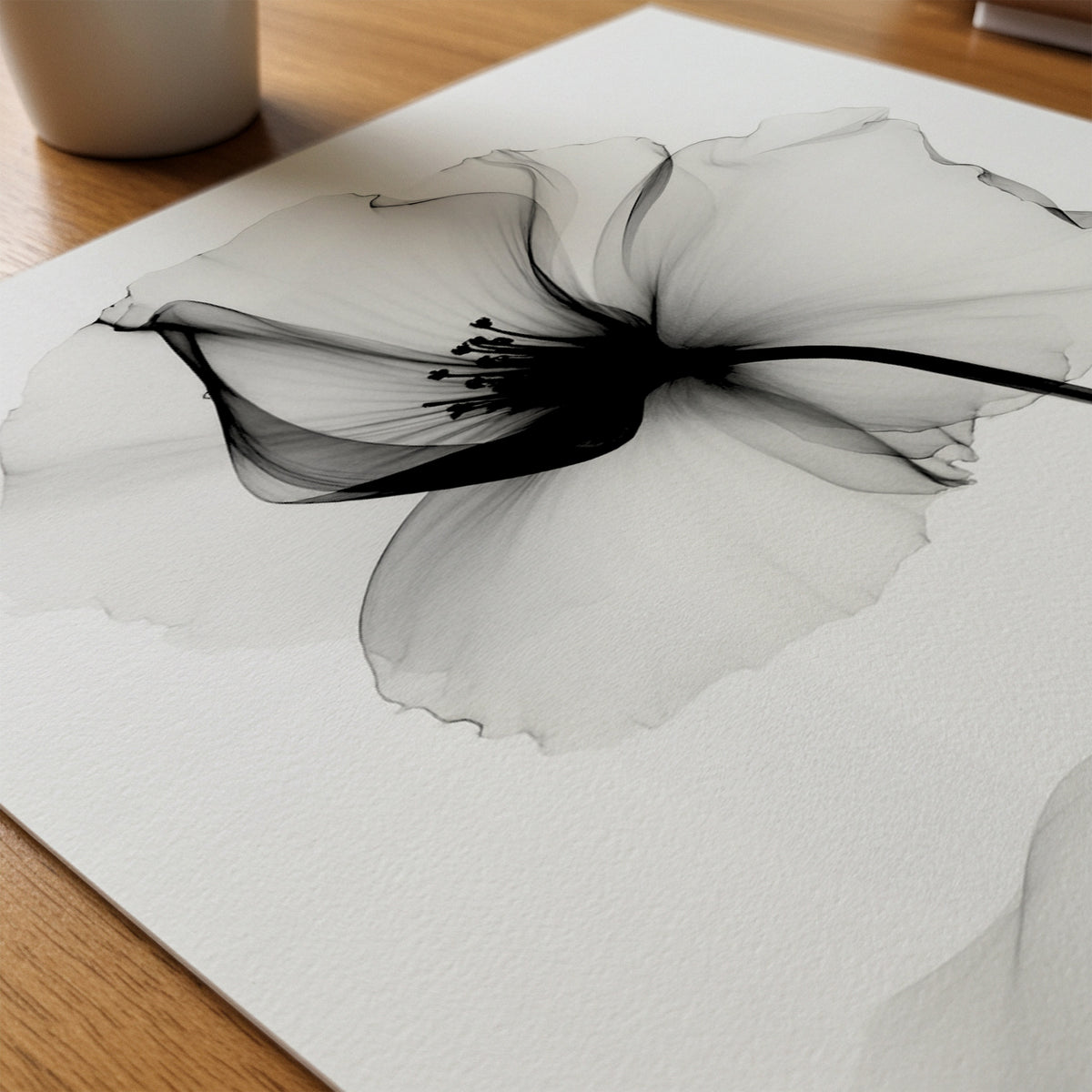 Veiled Poppy Bloom Poster – närbild på papper