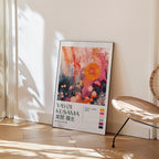 Yayoi Kusama Blooming Coral poster visualiserad på vägg – från Bozetto i hög kvalitet
