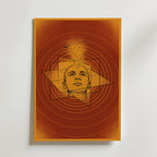 Celestial Mind Poster, mediterande huvud bland stjärnor i terrakotta, tryckt i Sverige
