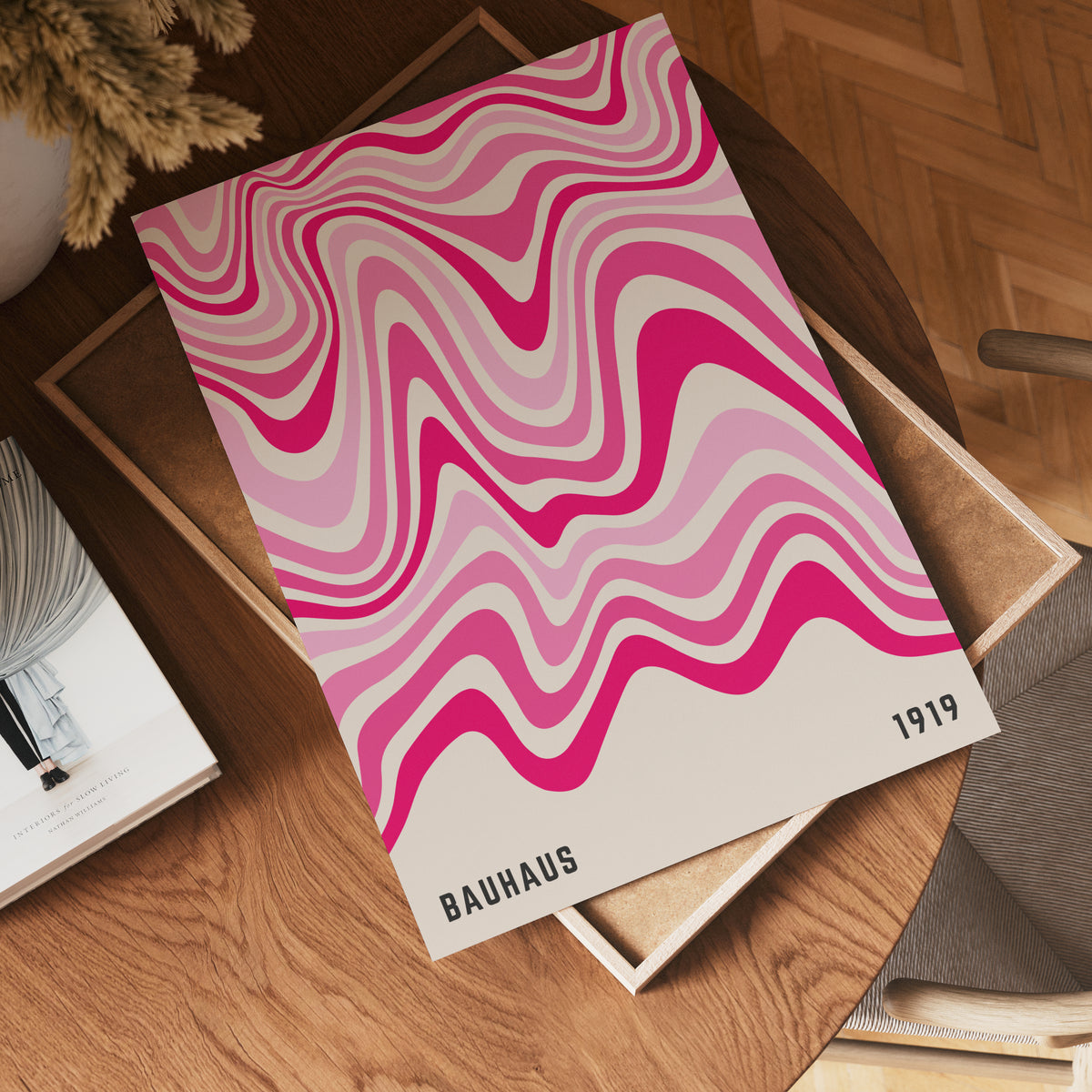Bauhaus Pink Waves poster visad rakt fram – Bozetto affisch i hög tryckkvalitet i hög tryckkvalitet