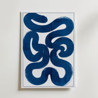 Blue Current Poster – abstrakt blå cyanotyp på canvas, premiumtryck från Bozetto