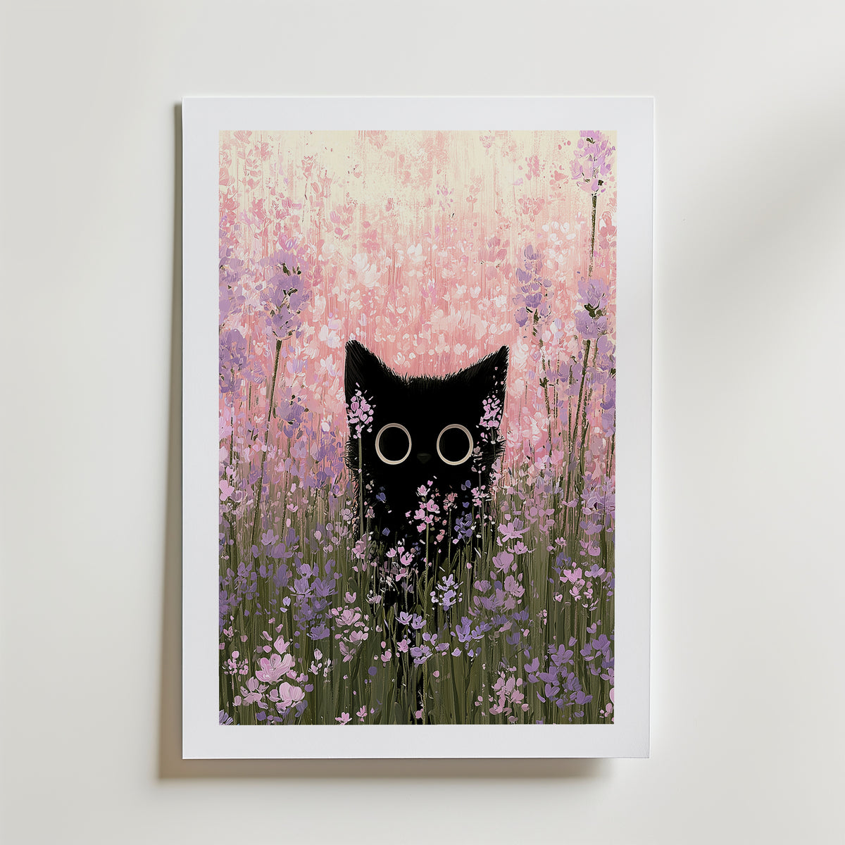 Cat in Bloom Poster – med passepartout