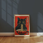 Cat Eating Ramen affisch i inrett rum – Bozetto poster i hög tryckkvalitet