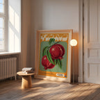 Crimson Orchard Poster – röda granatäpplen i inrett rum, leverans 1 till 3 dagar