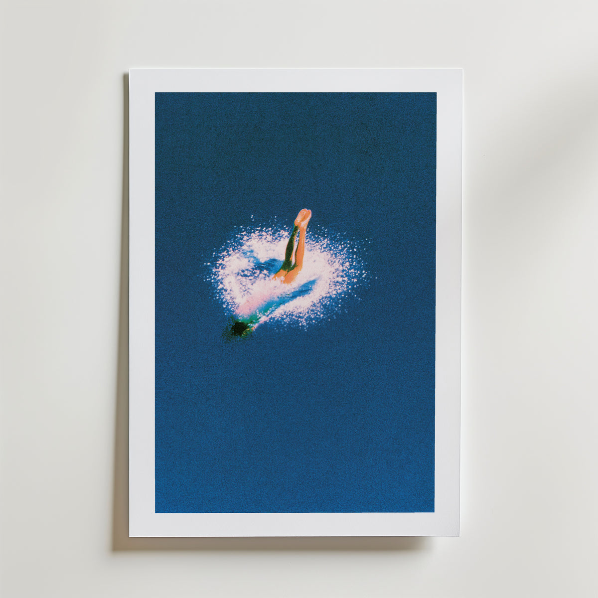 Deep Blue Swim Poster – med passepartout