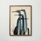 Ink Cranes Poster, japanskt tranmotiv i tusch i valnötsram, fri frakt över 499 kr hos Bozetto