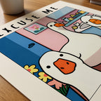 Excuse Me Bathroom Ducks poster pa skrivbord, konstverk utan passepartout - Bozetto konsttryck