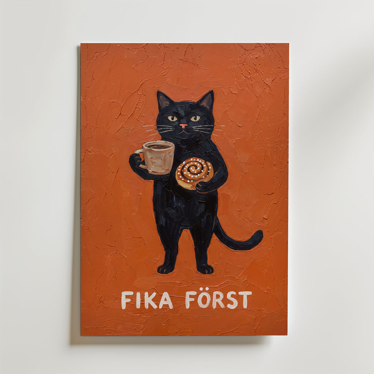 Fika Först Poster – canvas utan passepartout