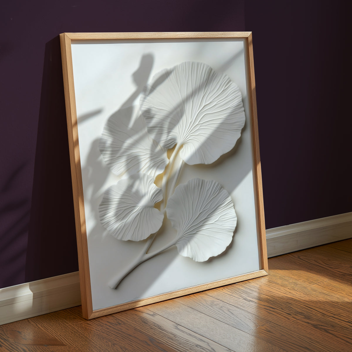 Ginkgo Leaf Textured No.2 affisch i ram mot vägg i hem - Bozetto