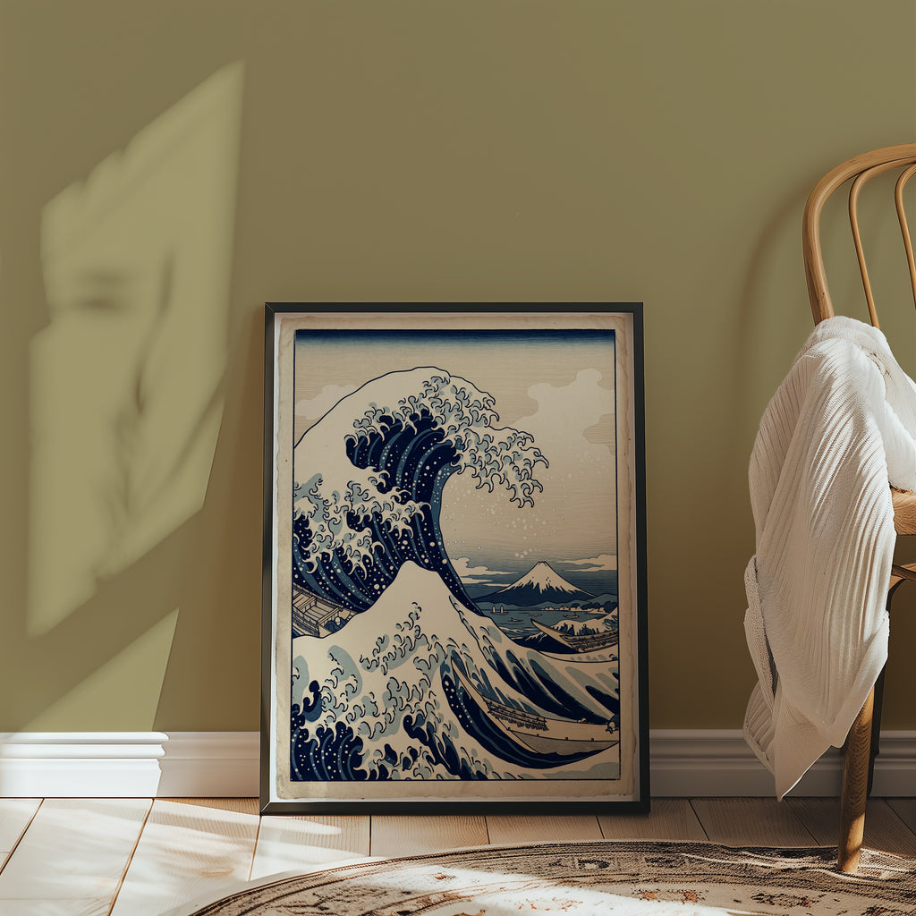 Great Wave Poster i stilren inredning, premiumtryck från Bozetto