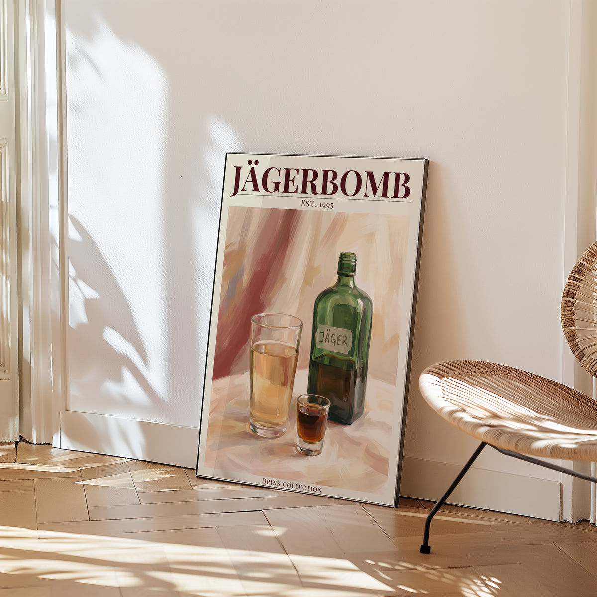Jägerbomb affisch i ljust vardagsrum – Bozetto
