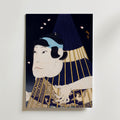 Kabuki Spirit Poster på canvas, japanskt träsnitt med kabukifigur och paraply, från Bozetto