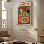 Kebabpizza poster på vägg i hemmiljö – Bozetto konsttryck i hög tryckkvalitet