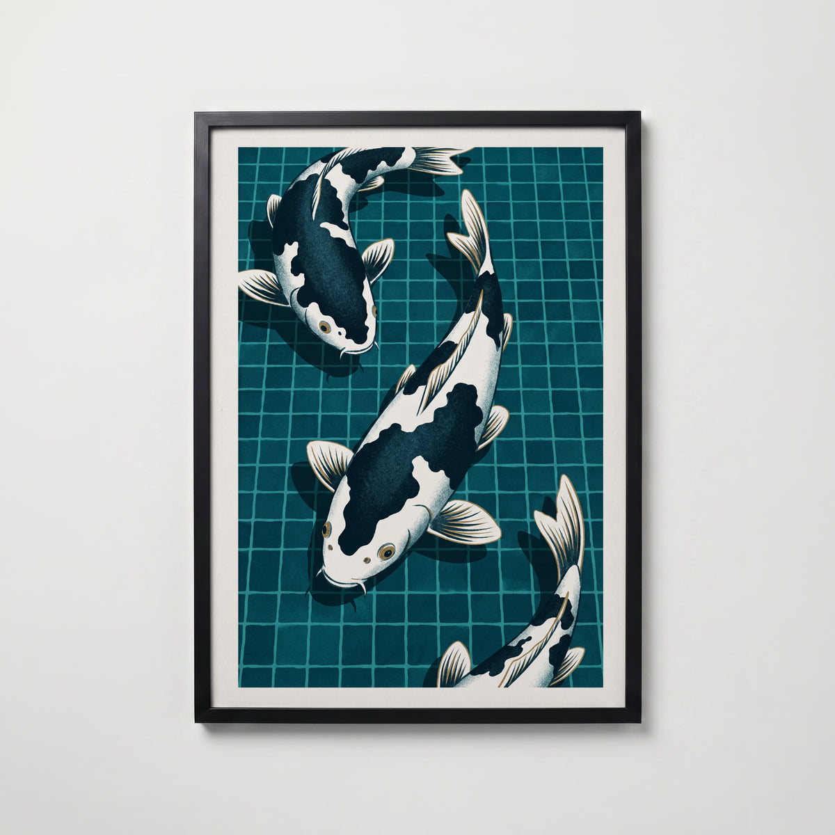 Koi Pool Poster i svart ram, tryckt i Sverige