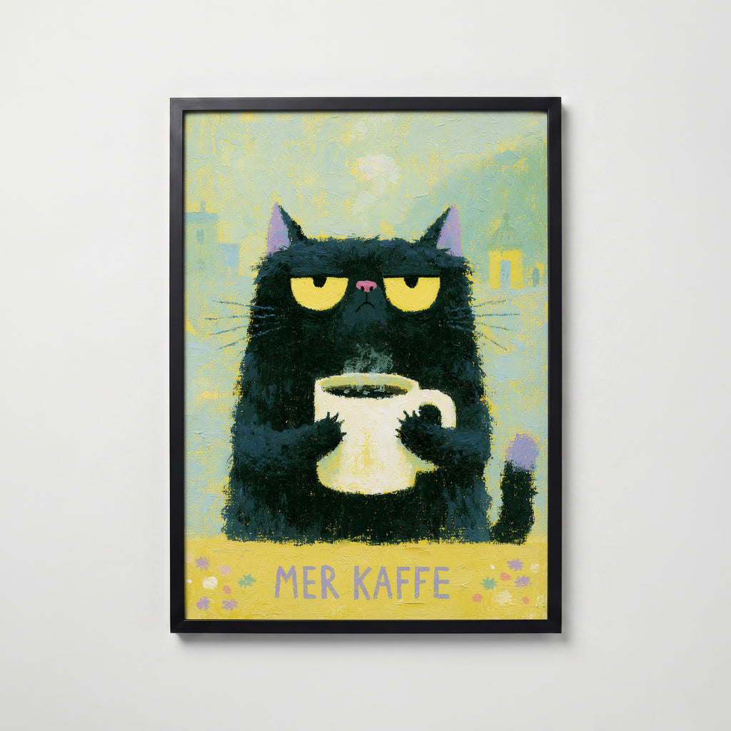 Mer Kaffe Poster – svart ram