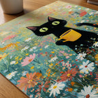 Morning Coffee Cat poster pa skrivbord, konstverk utan passepartout - Bozetto konsttryck