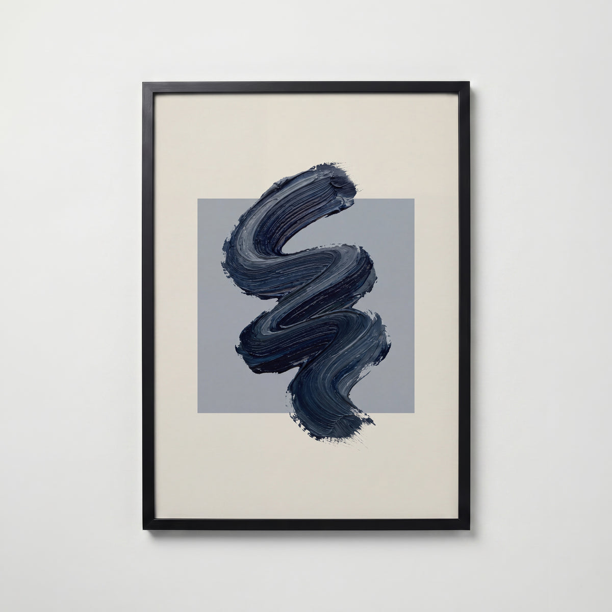 Navy Zigzag Poster – svart ram