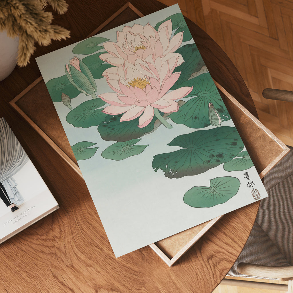 Ohara Koson Lotus Serenity – affisch med stilfullt motiv från Bozetto i hög kvalitet