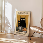 Parisian Cat Breakfast poster i inramad miljö – Bozetto konsttryck i hög kvalitet