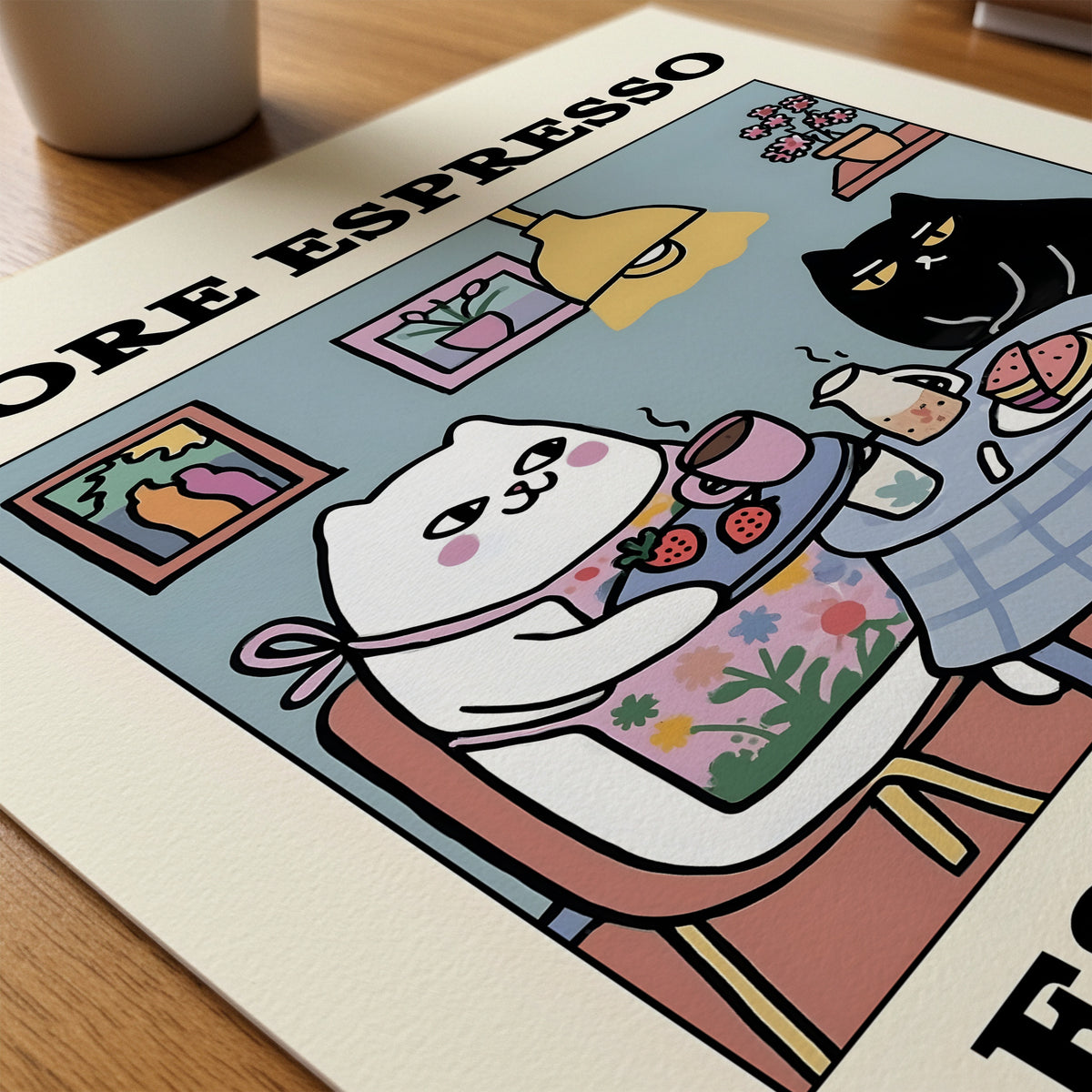 Espresso Therapy poster på skrivbord – Bozetto affisch i hög kvalitet