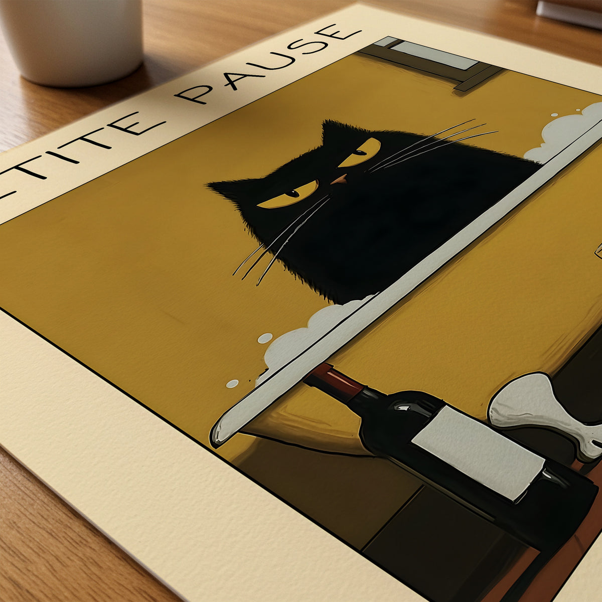 Evening Bath Cat konsttryck på skrivbord – Bozetto poster i hög kvalitet