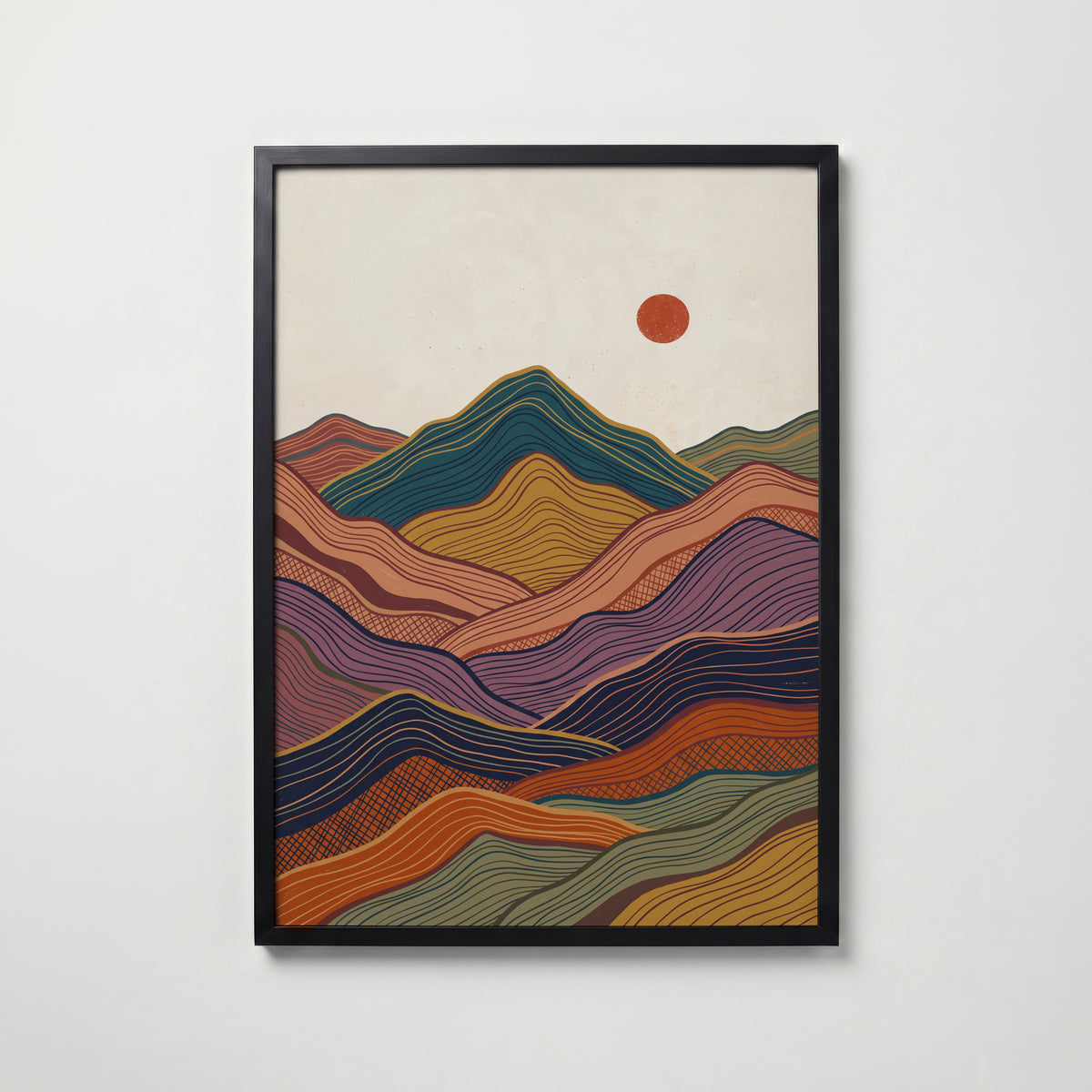Painted Peaks Poster – svart ram