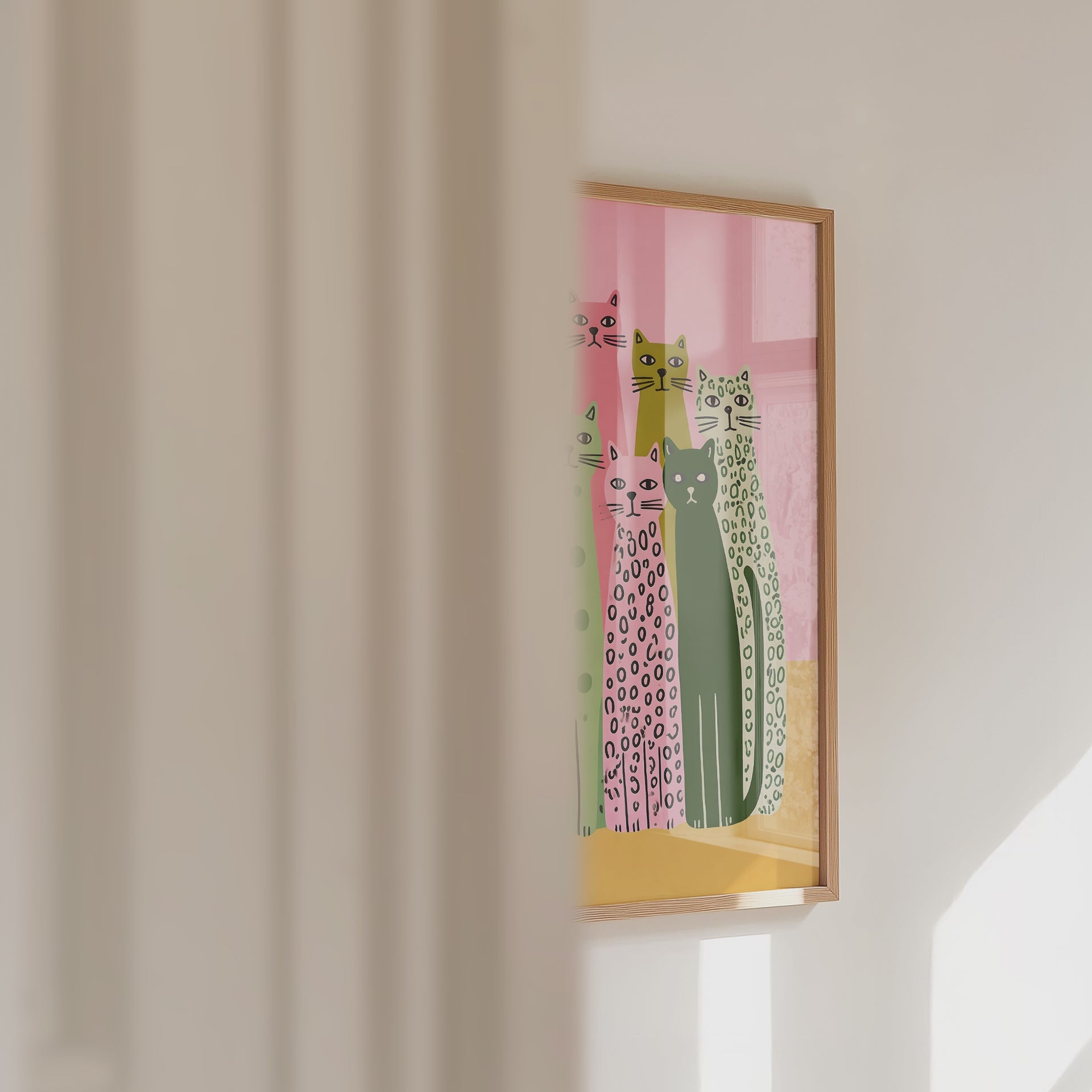 Colorful Cat Lineup Poster – väggvideo