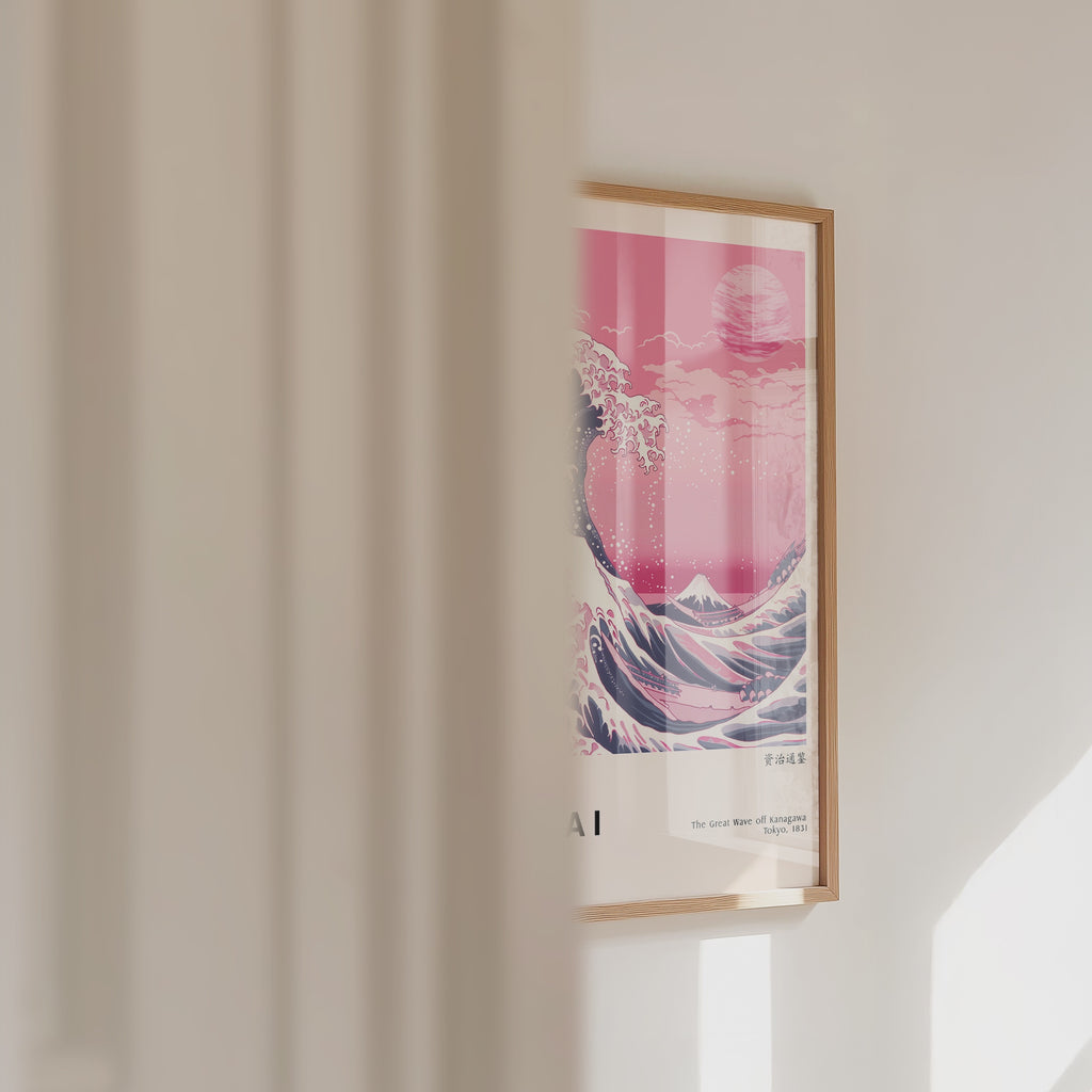 Plakat „Różowa fala Hokusai”
