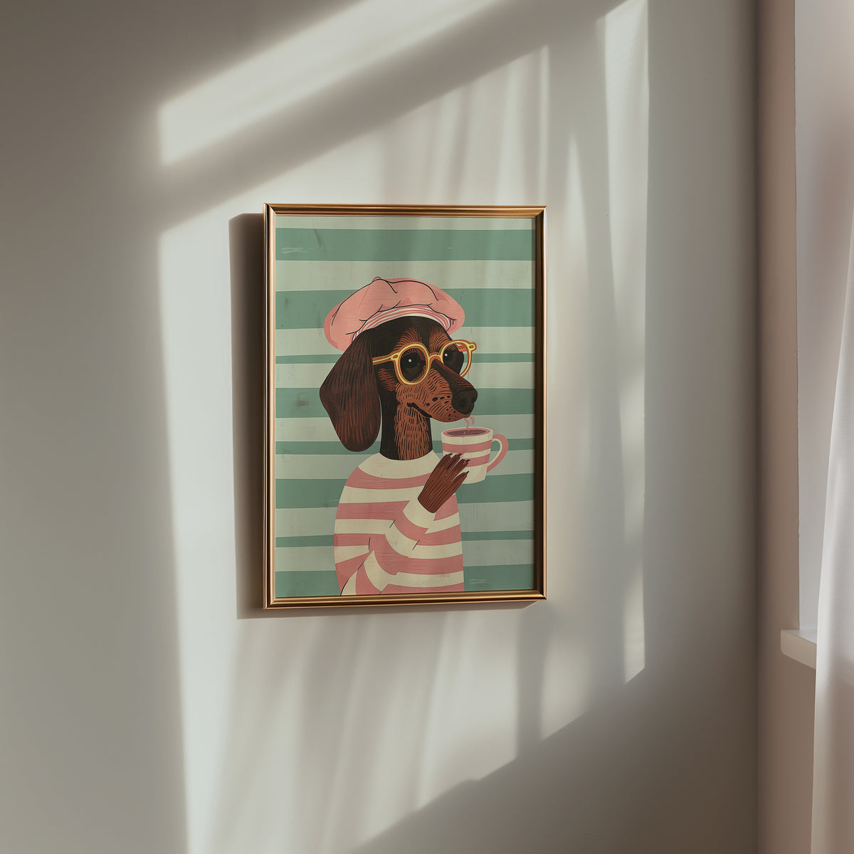 Parisian Pup poster i inramad rumsmiljö – Bozetto konsttryck i hög kvalitet