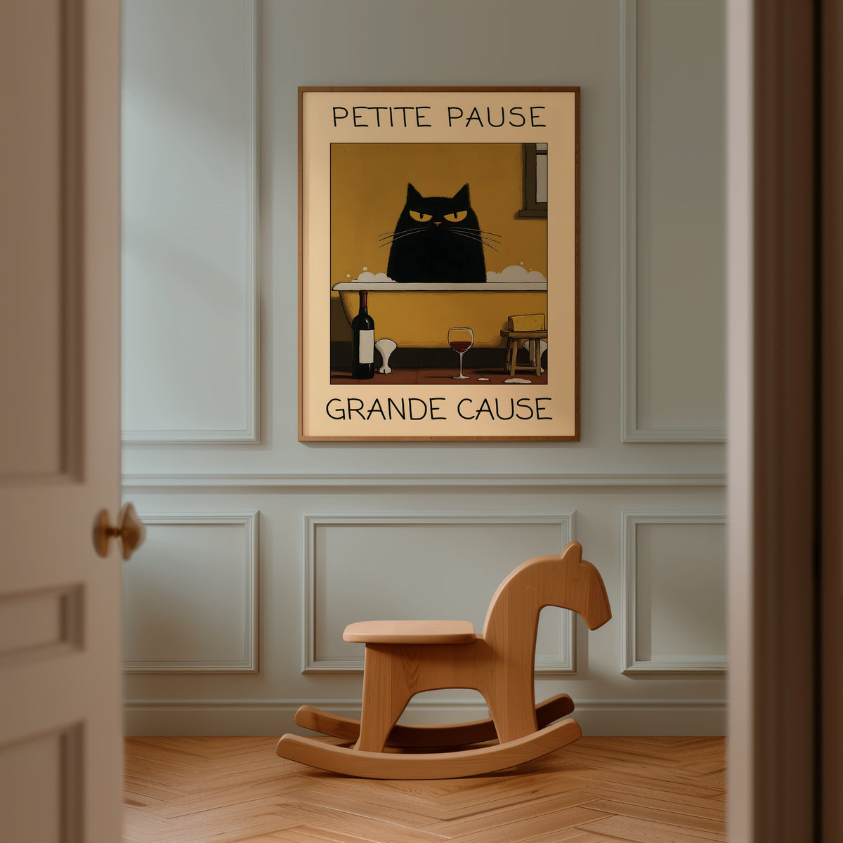 Evening Bath Cat poster på vägg i inrett rum – Bozetto i hög kvalitet