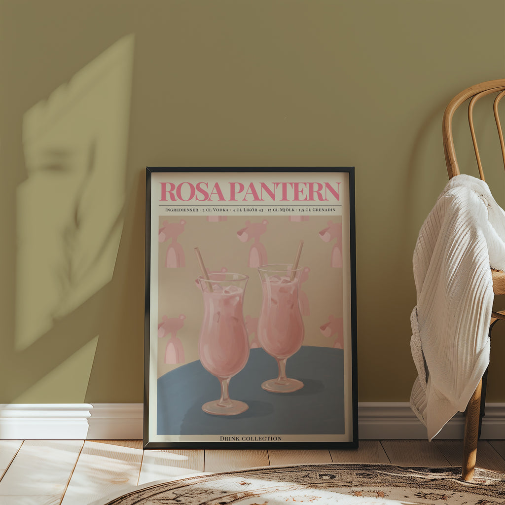 Rosa Pantern affisch på vägg i modernt hem – Bozetto