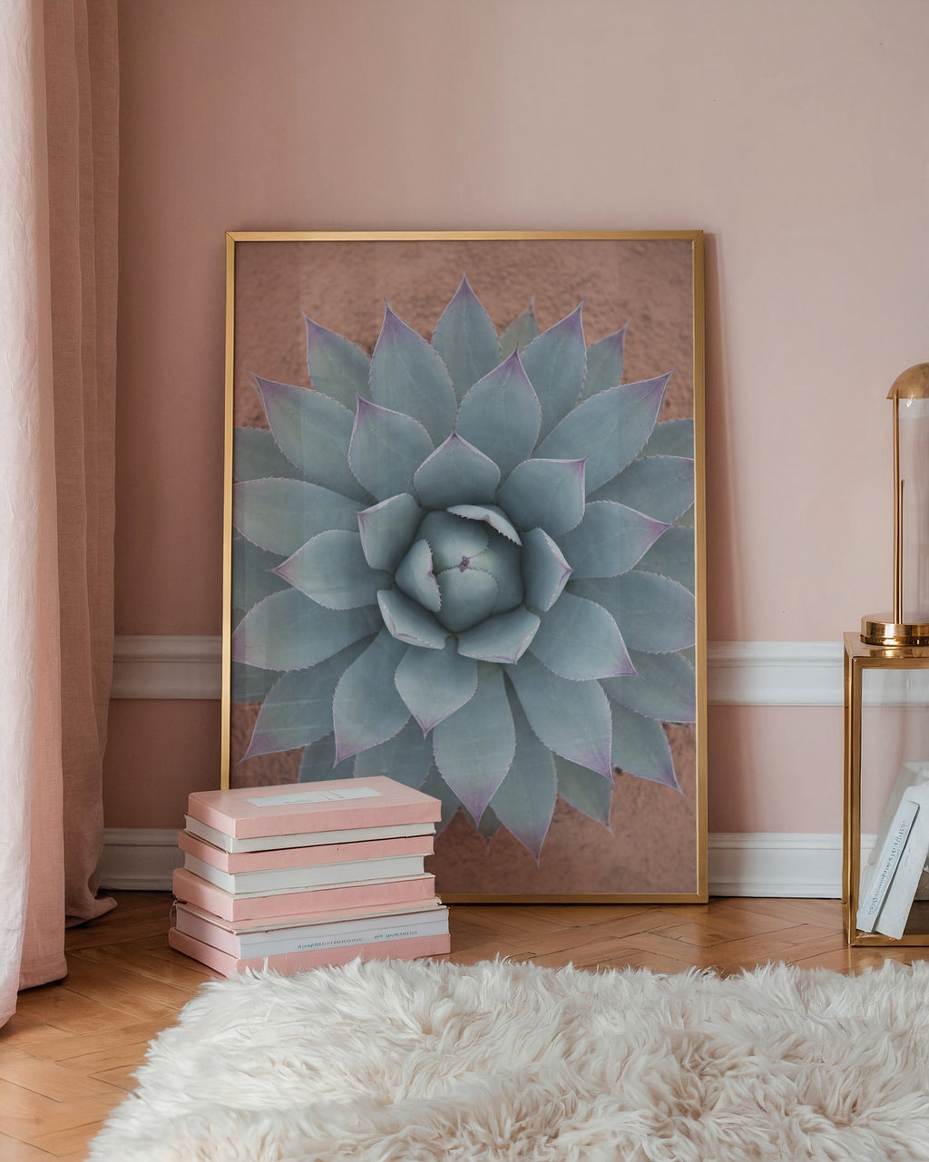 Sage Rosette Poster - botaniskt agavemotiv ovanfor mobel, tryckt i Sverige