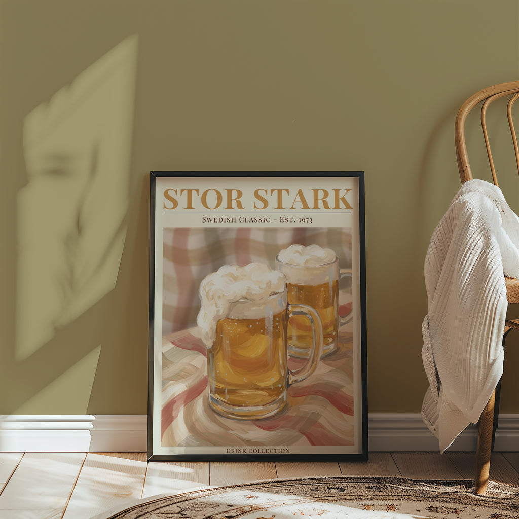 En Stor Stark Öl Poster i inredning - Bozetto
