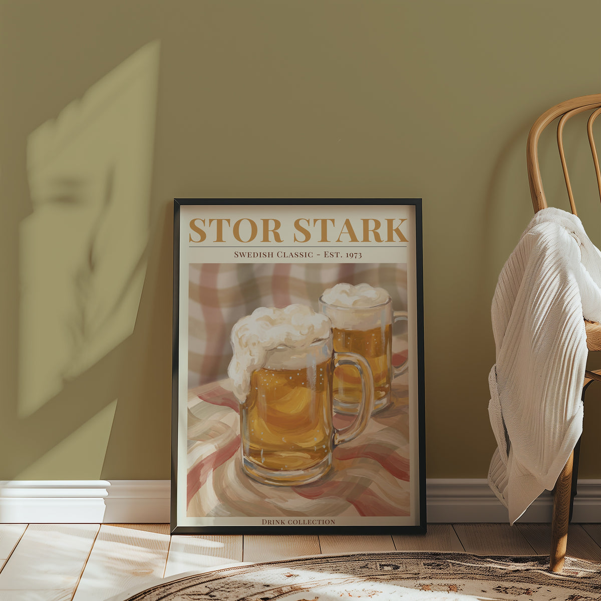 En Stor Stark Öl Poster i inredning - Bozetto