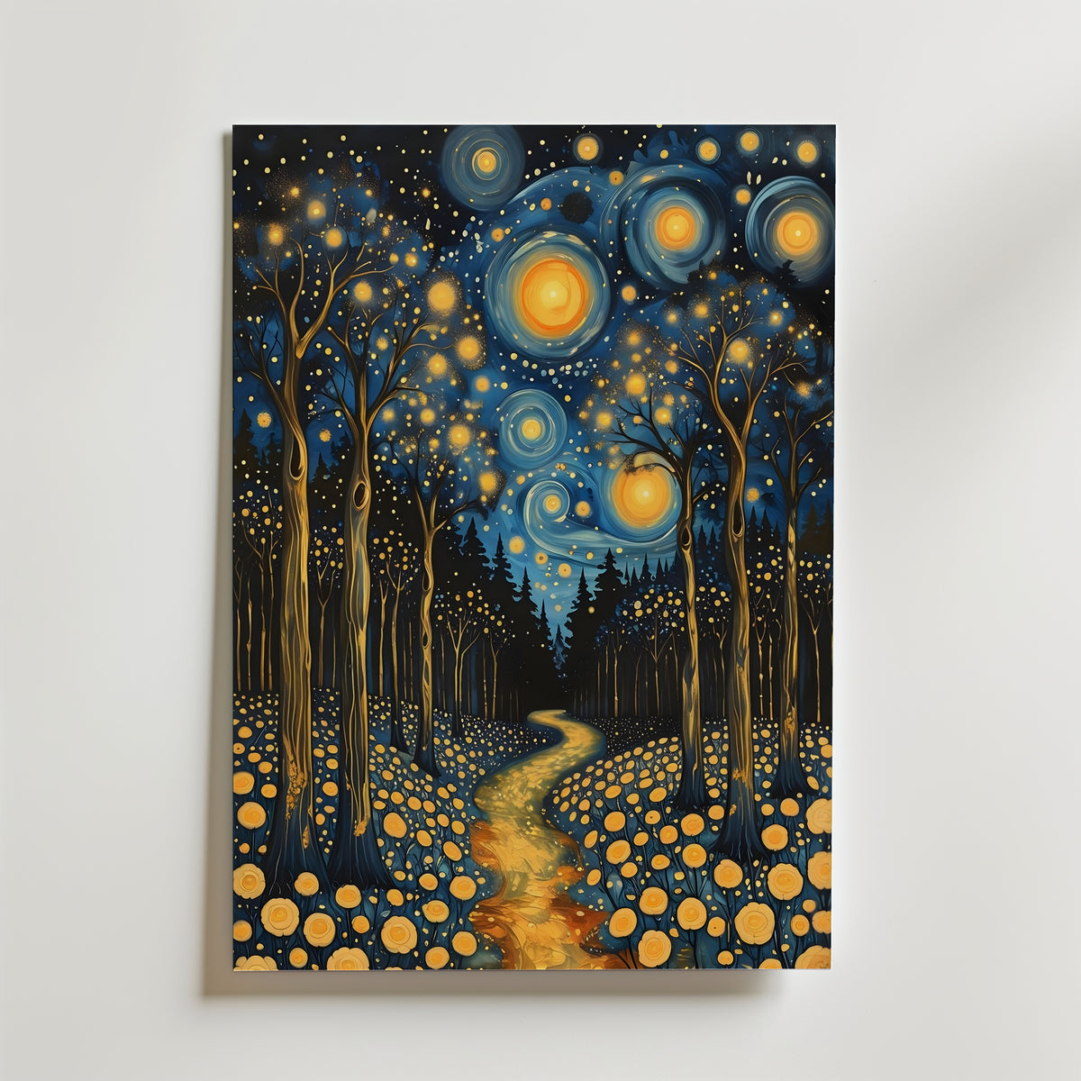 Gustav Klimt Starlit Forest Path Poster – utan passepartout
