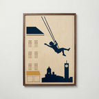Skyline Swing Poster i valnötsram, gräddvitt motiv, fri frakt över 499 kr