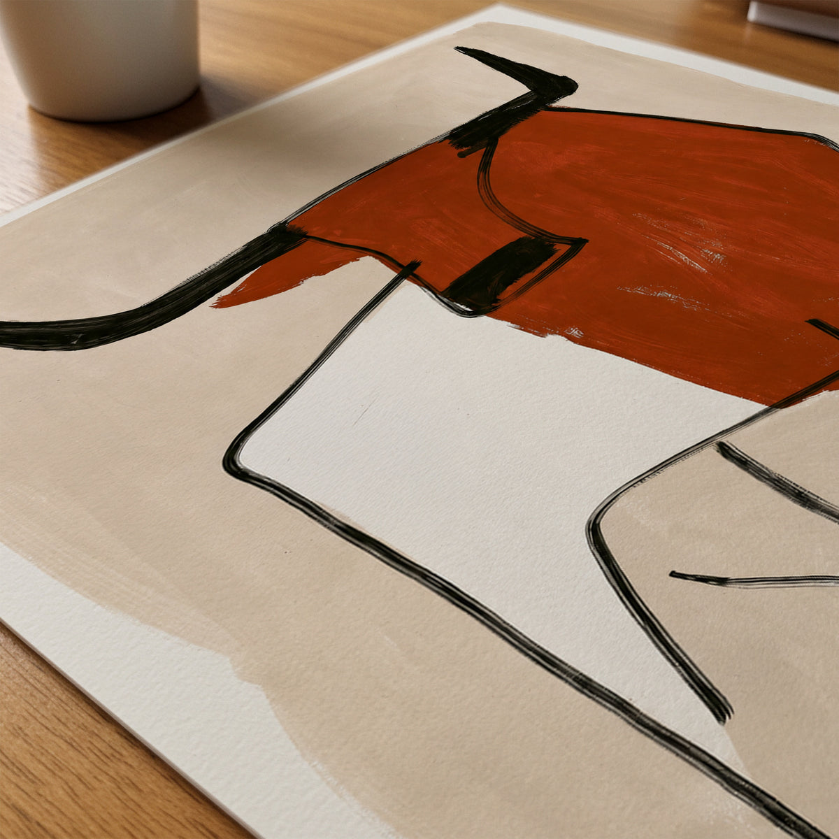 Terracotta Bull Poster – närbild på papper