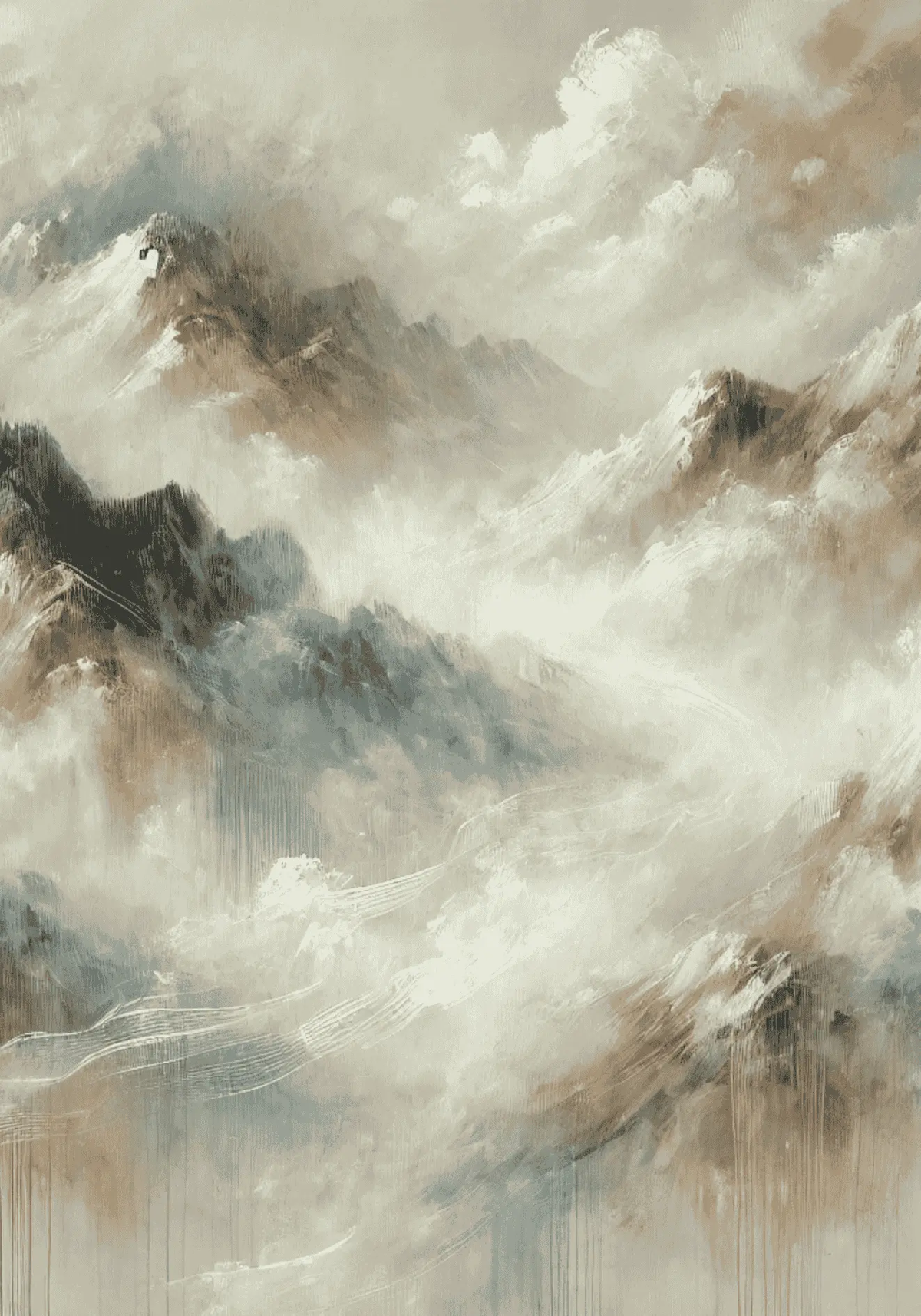 Mountains of Tranquility poster visad rakt fram – Bozetto affisch i hög tryckkvalitet