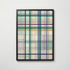 Threaded Grid Poster – fint linjerutnät i smaragd, marinblått, plommon och guld på elfenben i svart ram, väggkonst från Bozetto