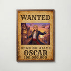 WANTED-animeposter i valnötsram