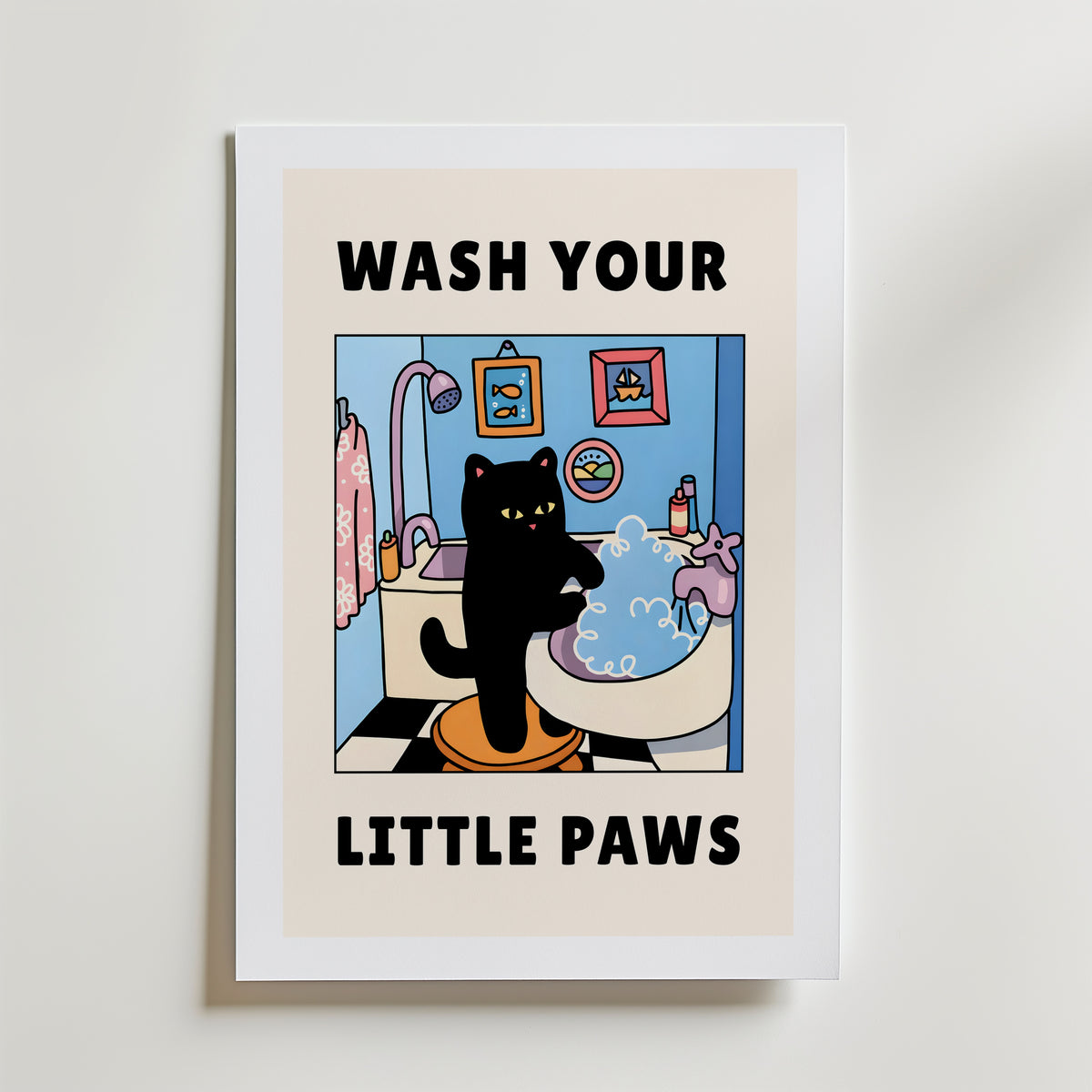 Wash Your Little Paws Poster – med passepartout