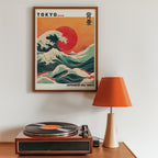 Japanese Sea Wave poster i stilren inredning – konsttryck från Bozetto i hög kvalitet